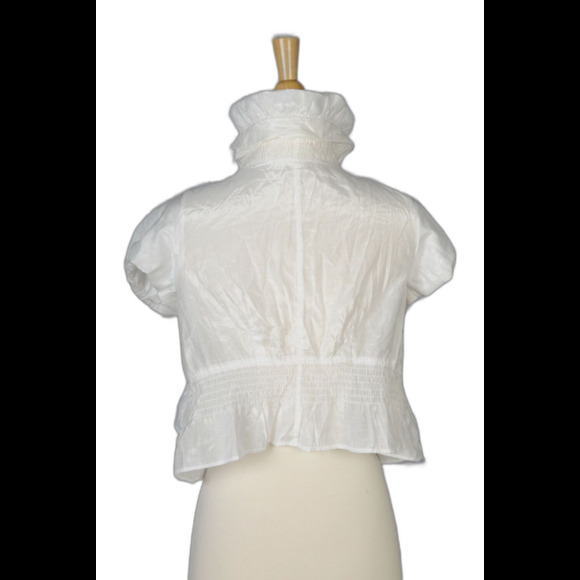 Mine White Structured Open Front Short Sleeve Jacket Size M - Picture 3 of 4